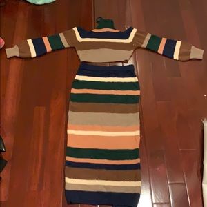 Stripped knitted two piece